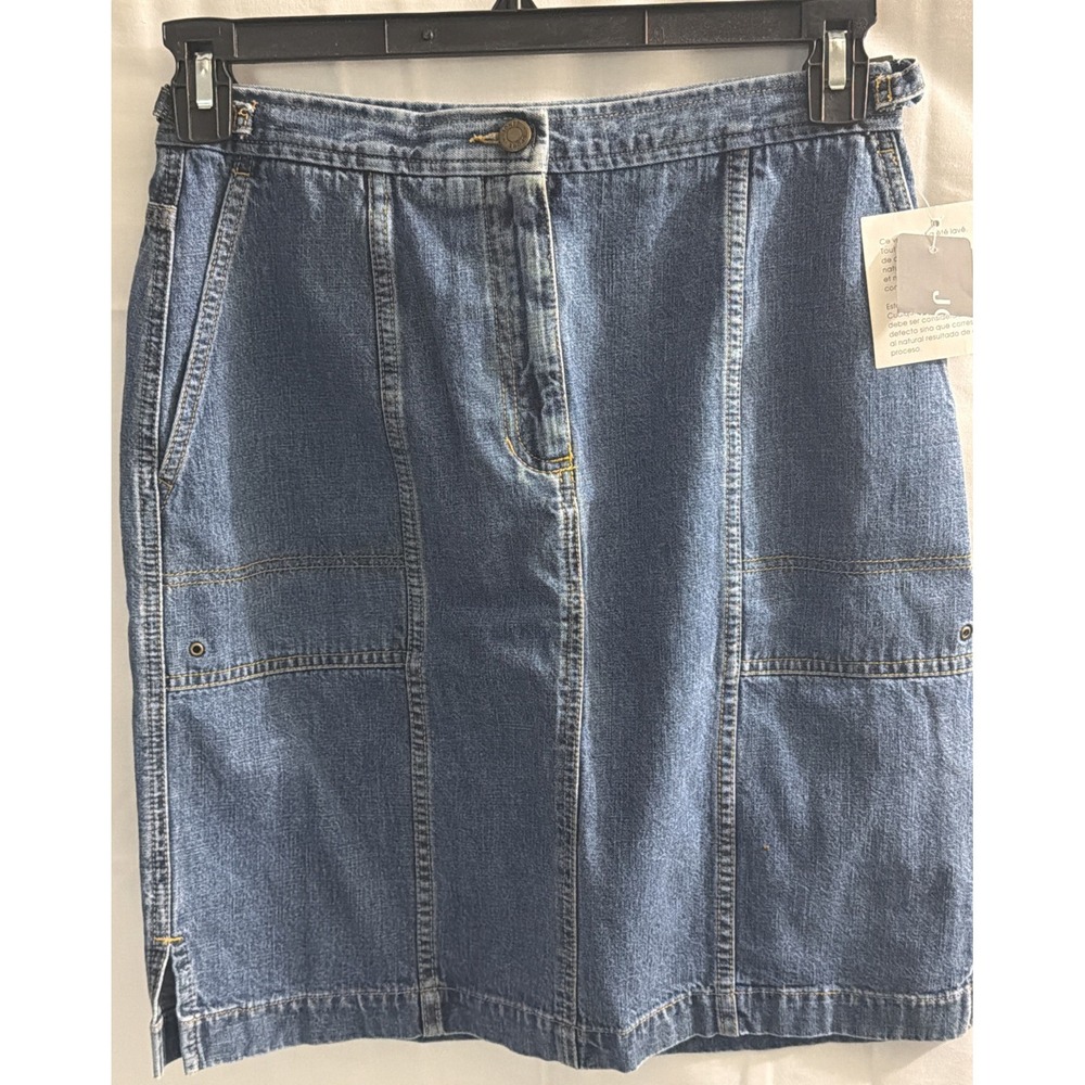 Jones‎ Sport New York Denim Skirt Blue Jean Cargo Pencil Classic Size 4 NWT